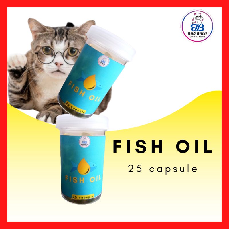 fish oil minyak ikan penambah nafsu makan bulu rontok kucing 25 kapsul