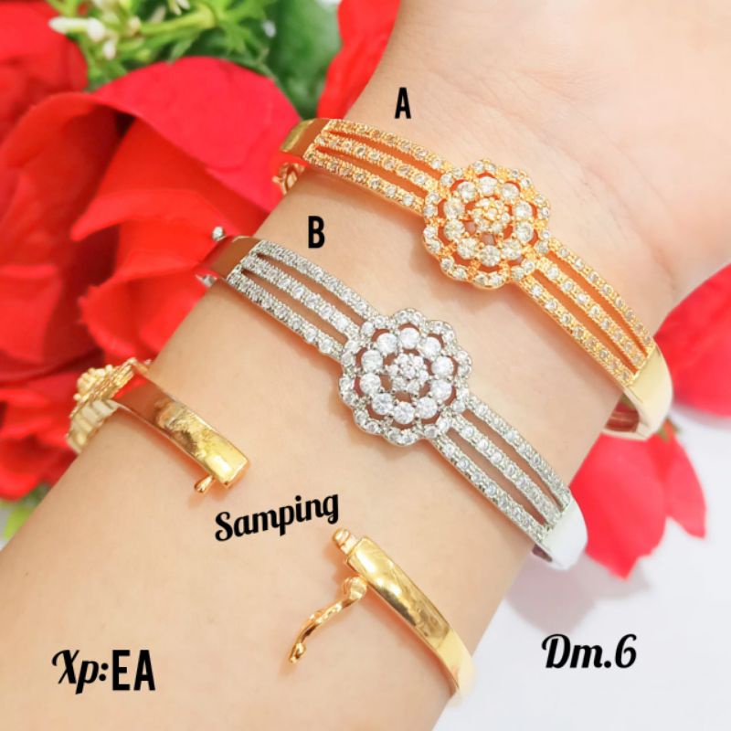 Gelang Dewasa Full permata zircon mewah menawan gold&amp;silver, tidak karat *COD*