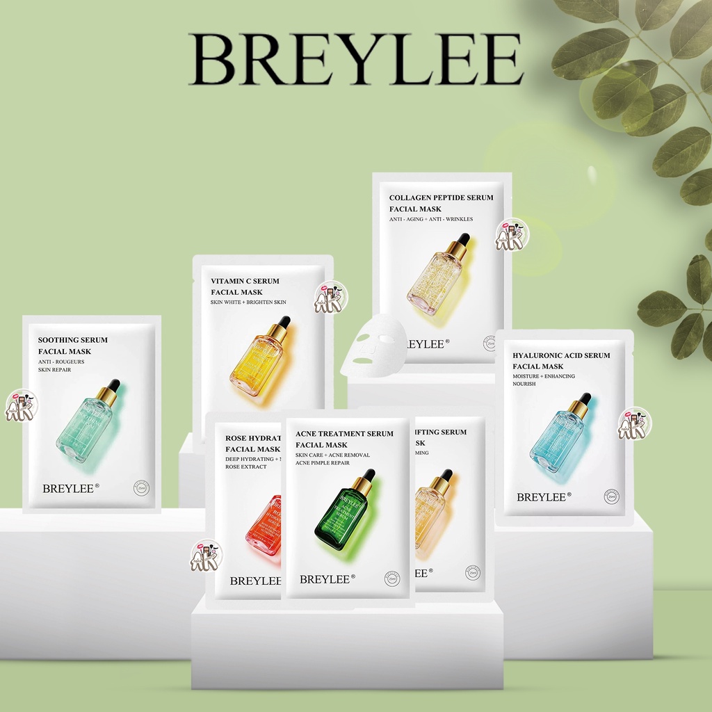 BREYLEE Sheet Mask Rose / Retinol / Vitamin C / Hyaluronic Acid / Collagen Peptide / Acne Treatment / Soothing - Masker Wajah