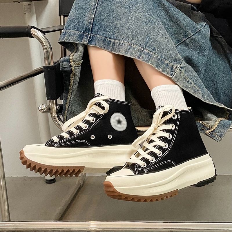 Sepatu Wanita Putih Sol Breathable Nyaman Sneaker Cewek Wedges Hak Platform Sneakers Cewe Kekinian Korea