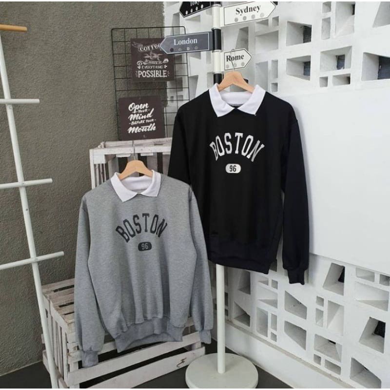 SWEATER KERAH BOSTON COLAR | SWEATER KOREA SWEATER TEBAL PRIA WANITA