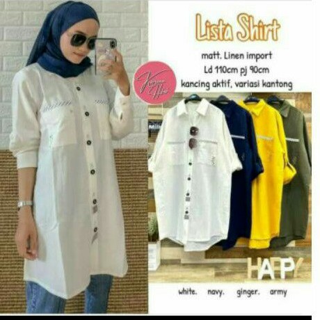 Atasan Tunik Wanita Lista Shirt By Karuna Linen Import LD 110