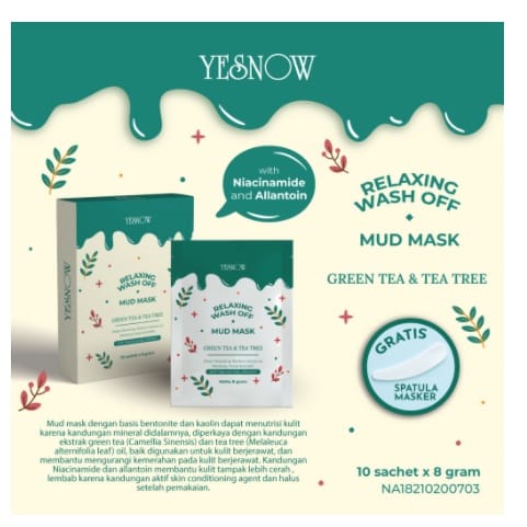 YESNOW / YES NOW MUD MASK MASKER WAJAH WASH-OFF 8GR ( SACHET ) MUKA