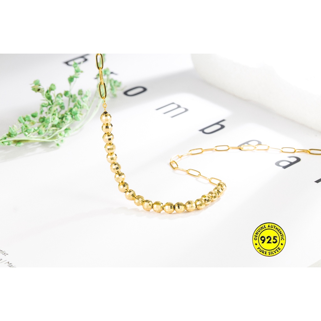 Kalung Rantai Klavikula 18K Gold Dan Silver Tahan Air Untuk Unisex