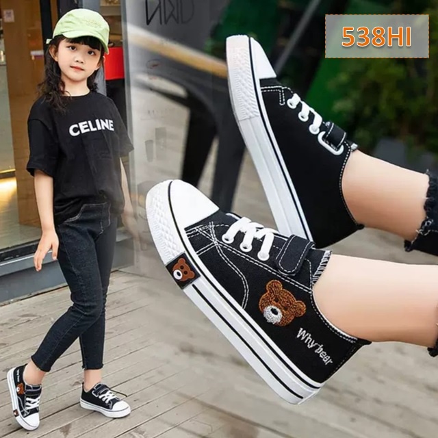 Sneakers Anak Whybear Low Cewek Cowok Hitam Kuning Merah Pink Putih (538)