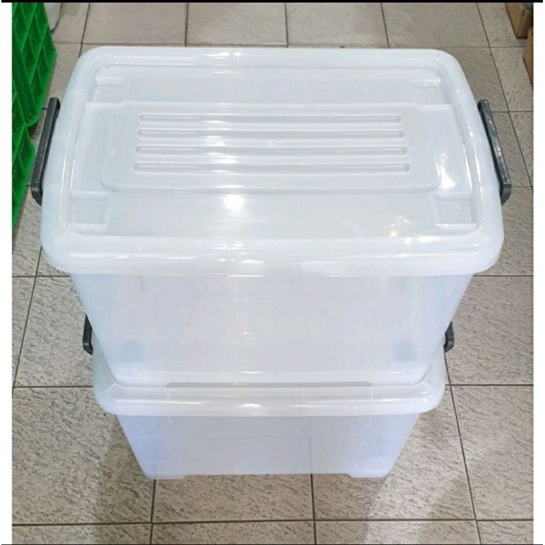 Storage Box Container CB 45 Liter Bening Transparan Multiclub Tebal Kuat Miniso Shinpo Kontainer CB45 Sky Plastik Rak Susun Penyimpanan Barang Serbaguna