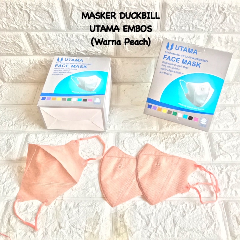 MASKER DUCKBILL EMBOS UTAMA WARNA ABU , HIJAU BOTOL , GOLD  1BOX 50PCS TERMURAH