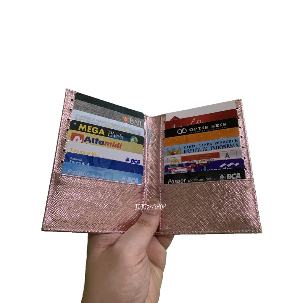 DOMPET KARTU / CARD HOLDER POLOS KULIT PRIA WANITA 16 SLOT METALIC