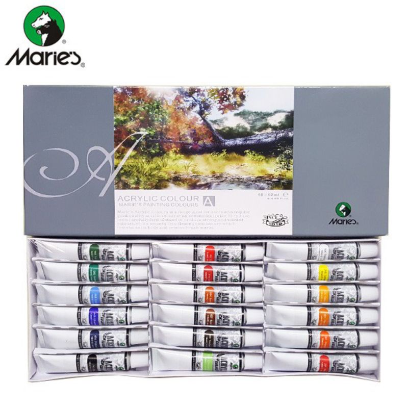 

Maries Acrylic Colour Set/Cat Acrylic Maries 812B 12 Warna dan 818B 18 warna