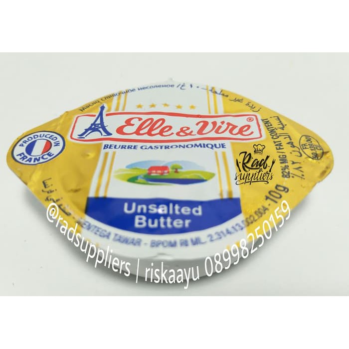 

Elle&Vire Butter Unsalted Portion kemasan 10X10gram- (Butter Mini)