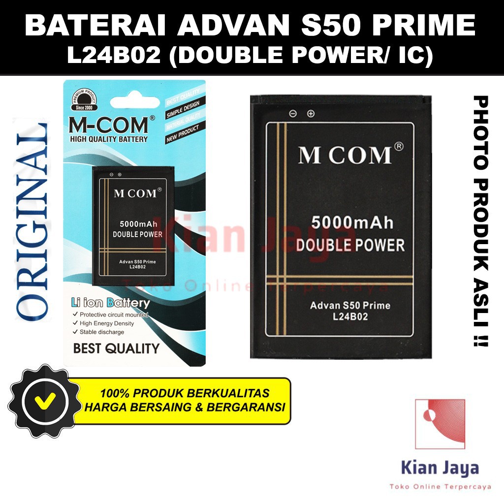 MCOM Baterai Hp Advan S50 Prime / L24B02 Original Double Power Batre Batrai Battery Ori