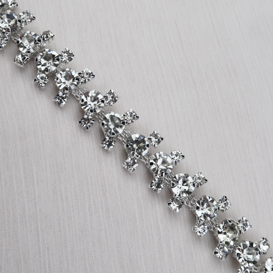Payet Rangkai Stevie| Kristal Swarovski Cantik Mewah Import Jahit Tempel Fancy Bridal Rhinestone | I