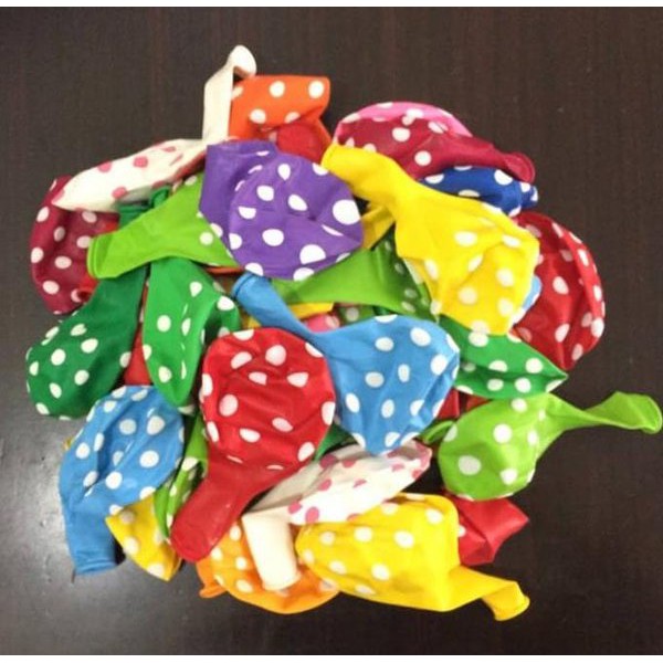 Balon Polkadot Round Banyak Warnanya, Balon Polkadot Warna-Warni, Balon Ulang Tahun, Balon Tiup