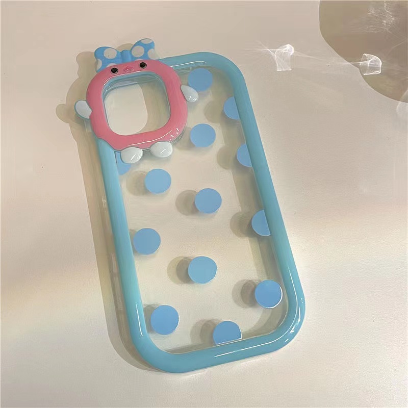 Case TPU Shockproof Motif Polkadot Biru Untuk iPhone 13 13pro 13prm 11 7Plus 8Plus Xr XS 13 12pro Max