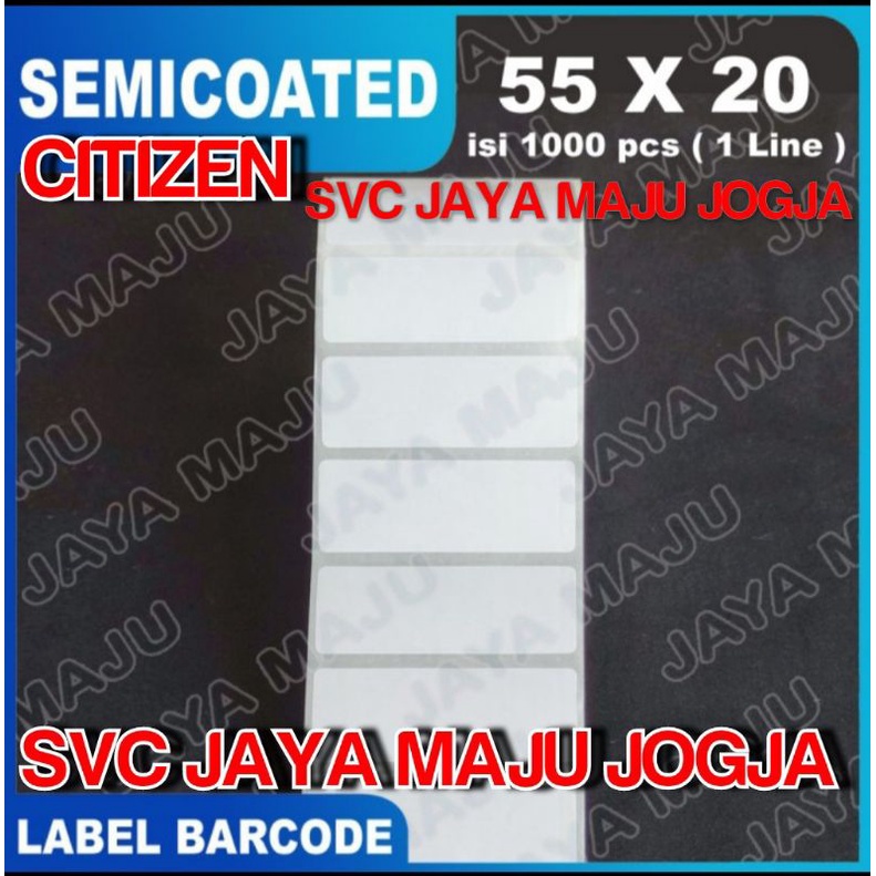 

[ CITIZEN ] 55 X 20 SEMICOATED - 1 LINE - FACE OUT - ISI 1.000 PCS || CORE 1" || LABEL BARCODE PAKAI RIBBON THERMAL TRANSFER - KERTAS LABEL STICKER PORPORASI ANTI AIR ALKOHOL || 55X20 5,5X2 CM - CITIZEN - CL S300 CL S321 CL S621 CL S631