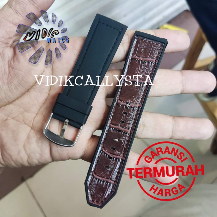 Tali Kulit Karet jam tangan 22mm Rubber Leather watch Import 22 mm KOMBINASI