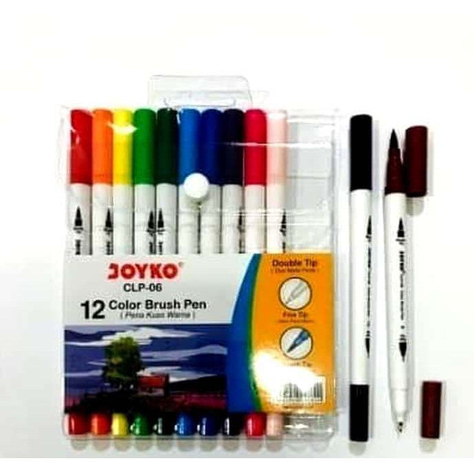 

BRUSH PEN 12 WARNA COLOUR JOYKO 2 MATA SPIDOL