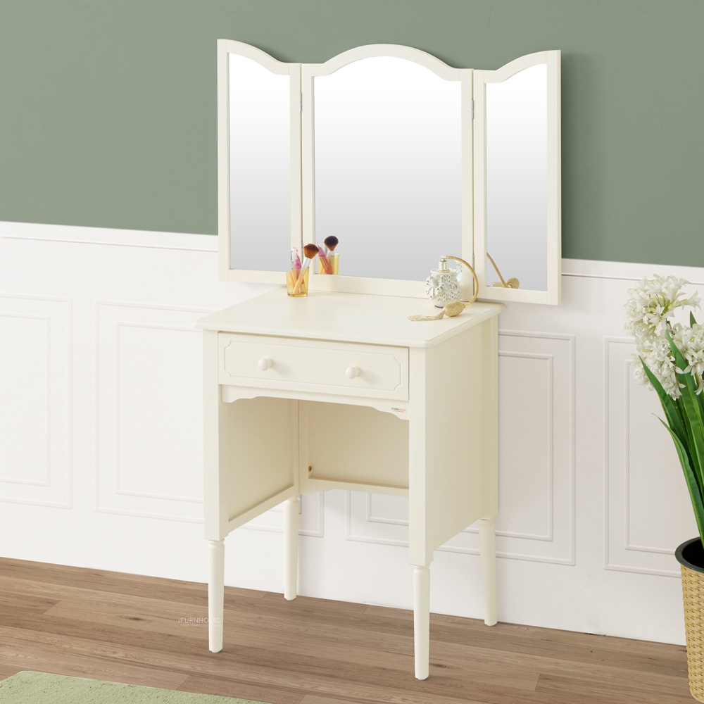 IFURNHOLIC Helen Mirror Table | Meja Rias Minimalis Dengan Kaca Lipat | Make Up Table Modern Aesthet