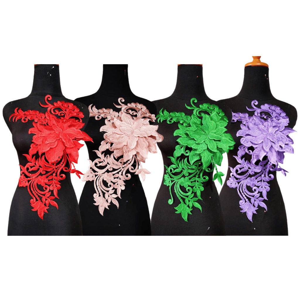 Renda Bordir bunga 3d hiasan baju motif bulan