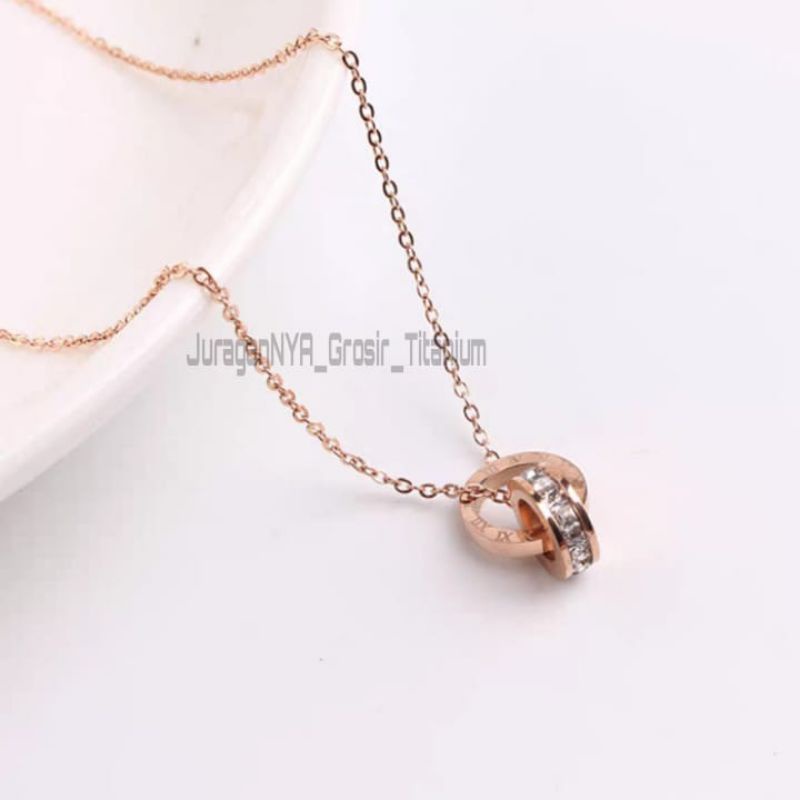 Kalung Titanium Elegant Full Mata Super Cantik Anti Karat Anti Luntur