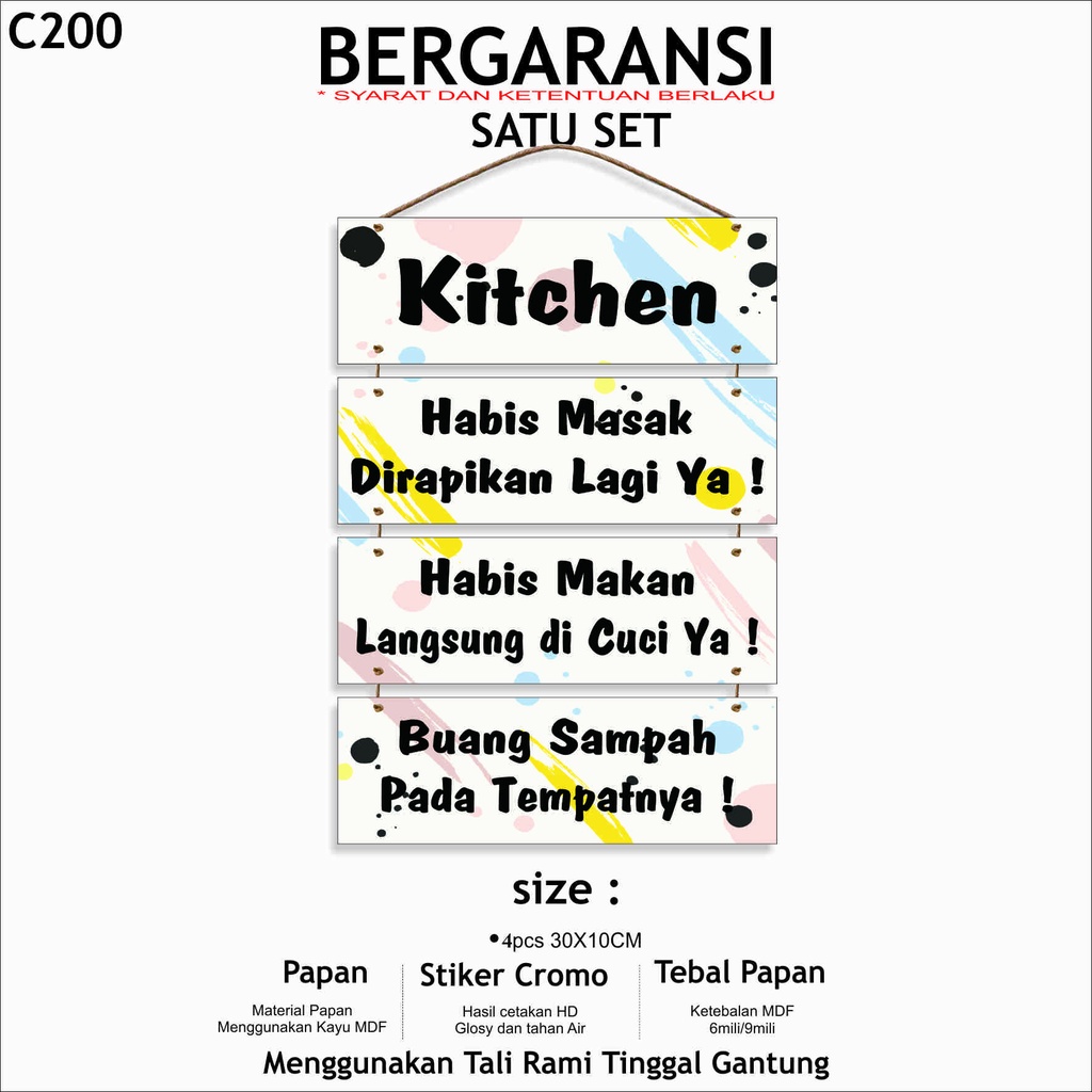 Pajangan Walldecor Hiasan Dinding Gantung Hiasan Dinding Rumah Ruang Dapur C200