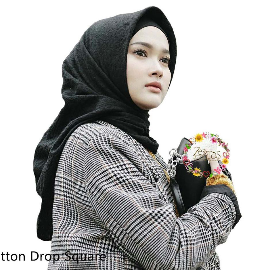 ⅎ SEGIEMPAT COTTON DROP /  Cotton Drop Square Hijab Voal Dobby / Cotton Wafle ✬