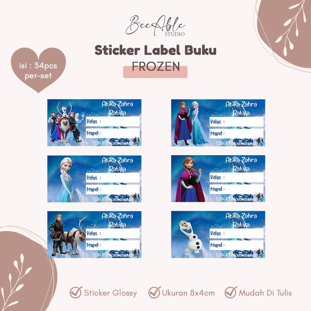 

Sticker Buku Frozen Stiker Label Nama Buku Tulis Pelajaran Anak Sekolah