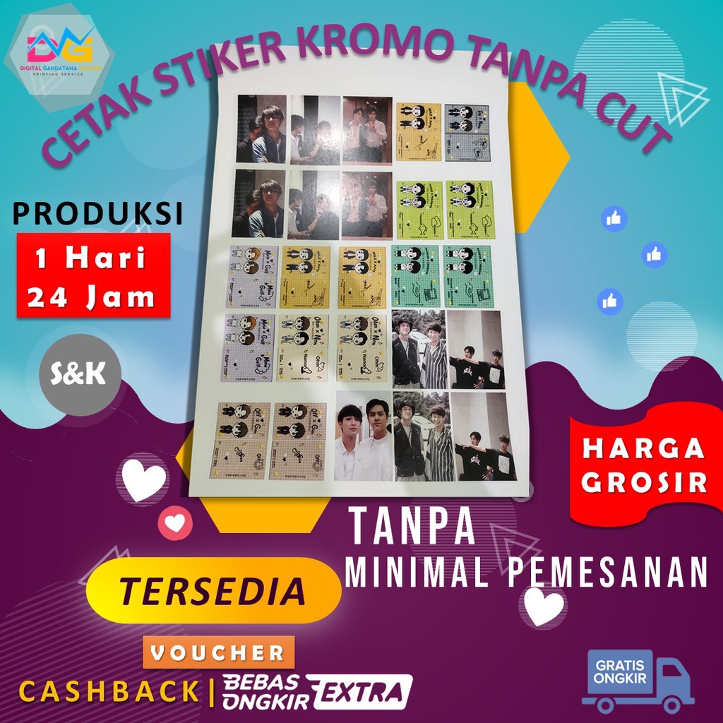 

CETAK STIKER KROMO / HVS A3+ (PRINT SAJA TANPA CUTTING)