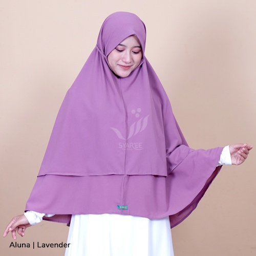 Aluna | Khimar Jilbab Bergo 2 Layer Tali Panjang Syar'i Bahan Diamond Georgorate Berkualitas Tidak Terawang