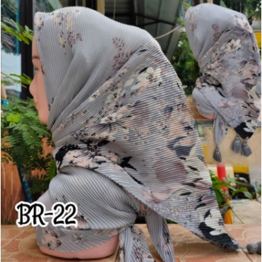 Hijab Segiempat Plisket Motif Random / Premium Segiempat Plisket Motif Printing / Kerudung