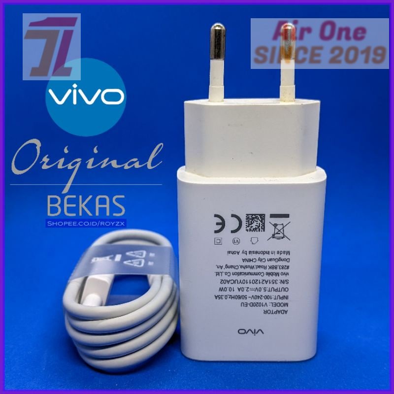 AirOne Charger Original Vivo Y12 | Y83 | Y11 | Y15 | Y95 | Y93 Bekas Bawaan Hp