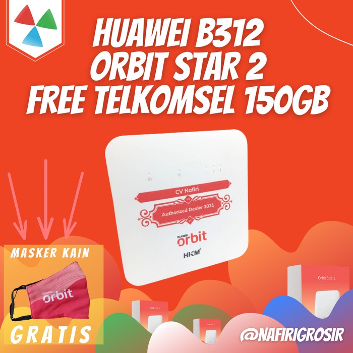 MODEM ROUTER WIFI 4G HUAWEI B312 ORBIT STAR 2 FREE TELKOMSEL 50GB