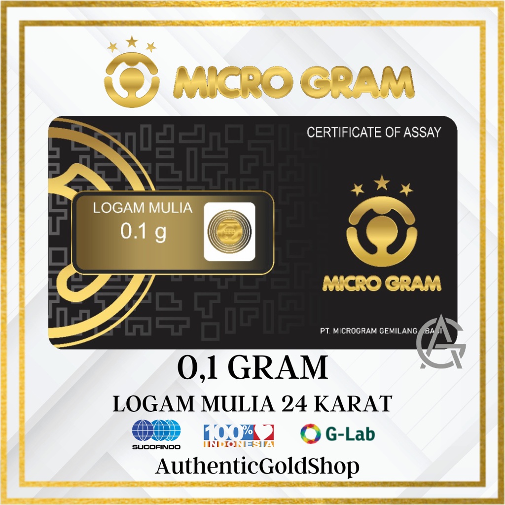 Emas MicroGram 0,1gram Logam Mulia 24 Karat Original Product Mini Gold Mini Gram Micro Gold Mini Gram Souvenir Murah Toko Emas