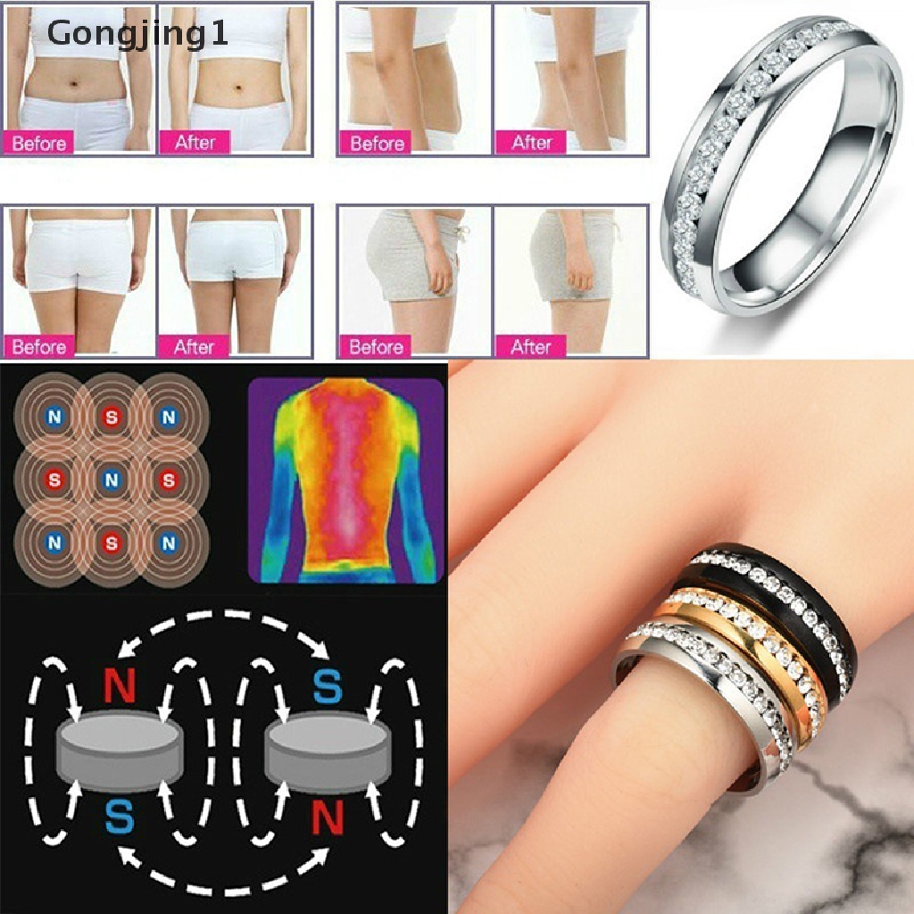 Gongjing1 Cincin Magnetik Aksen Kristal Untuk Kesehatan / Menurunkan Berat Badan