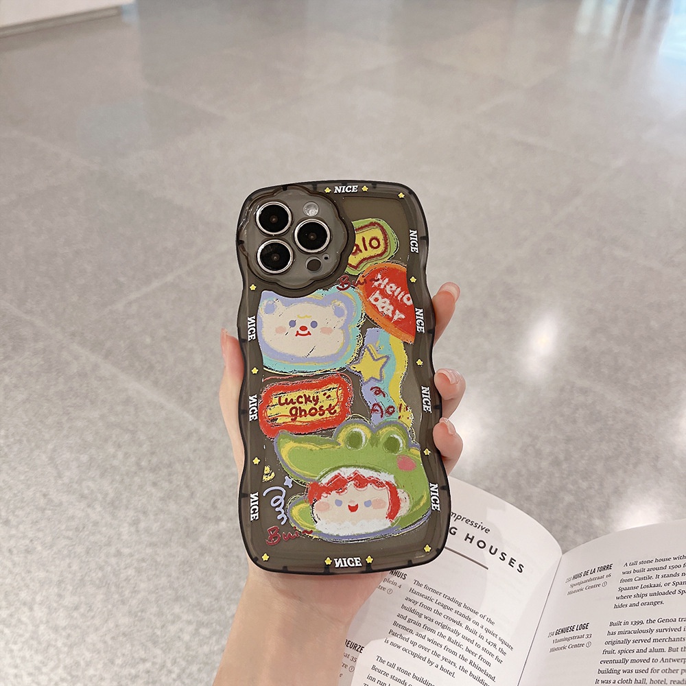 Soft Case Hp Transparan Motif Beruang + Bunga Untuk Iphone 11 / 8 / 7plus / SE2 / XS / XR / 12 / 13pro MAX