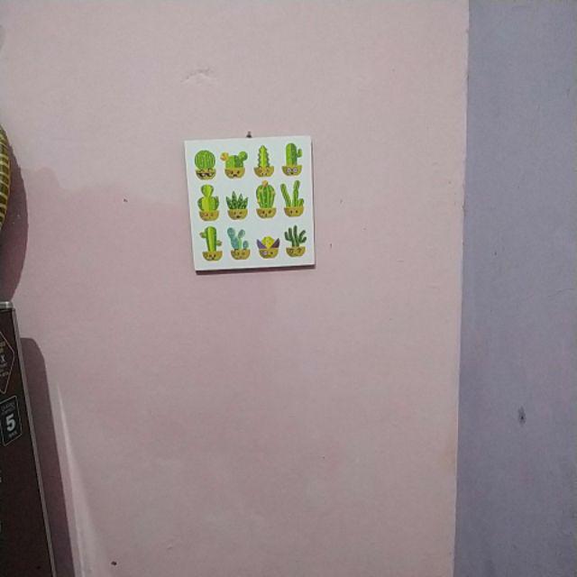 Hiasan Dinding Poster Kayu Rumah Kamar Cafe Bahan Mdf Ukuran 20x20cm Kaktus Quotes Ruang Tamu Our