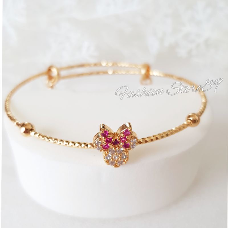 Gelang Bangle Mickey Minnie Impor Xuping Yaxiya Perhiasan lapis emas 18k