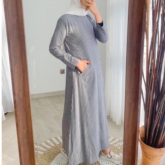 BELYA DRESS - Gamis Wanita / Katun Cantik / Murah Banget / Maxy Casual / Simple / Stripe