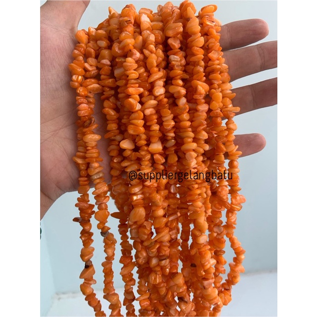 kerikil kerang mix CARNELIAN OREN ORANGE 1cm bahan gelang kalung akik