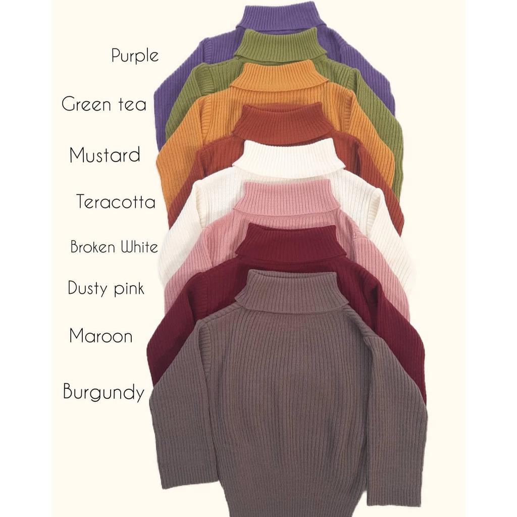 Sweater Rajut Turtleneck Anak - anak Umur 4 sampai 12 tahun / Kaos Rib Kerah Tinggi Anak Laki - laki Lengan Panjang / Turtle Neck Kaos Rib Anak Laki-laki Dan Perempuan Lengan Panjang / Sweater Distro Anak Premium Harga Promo