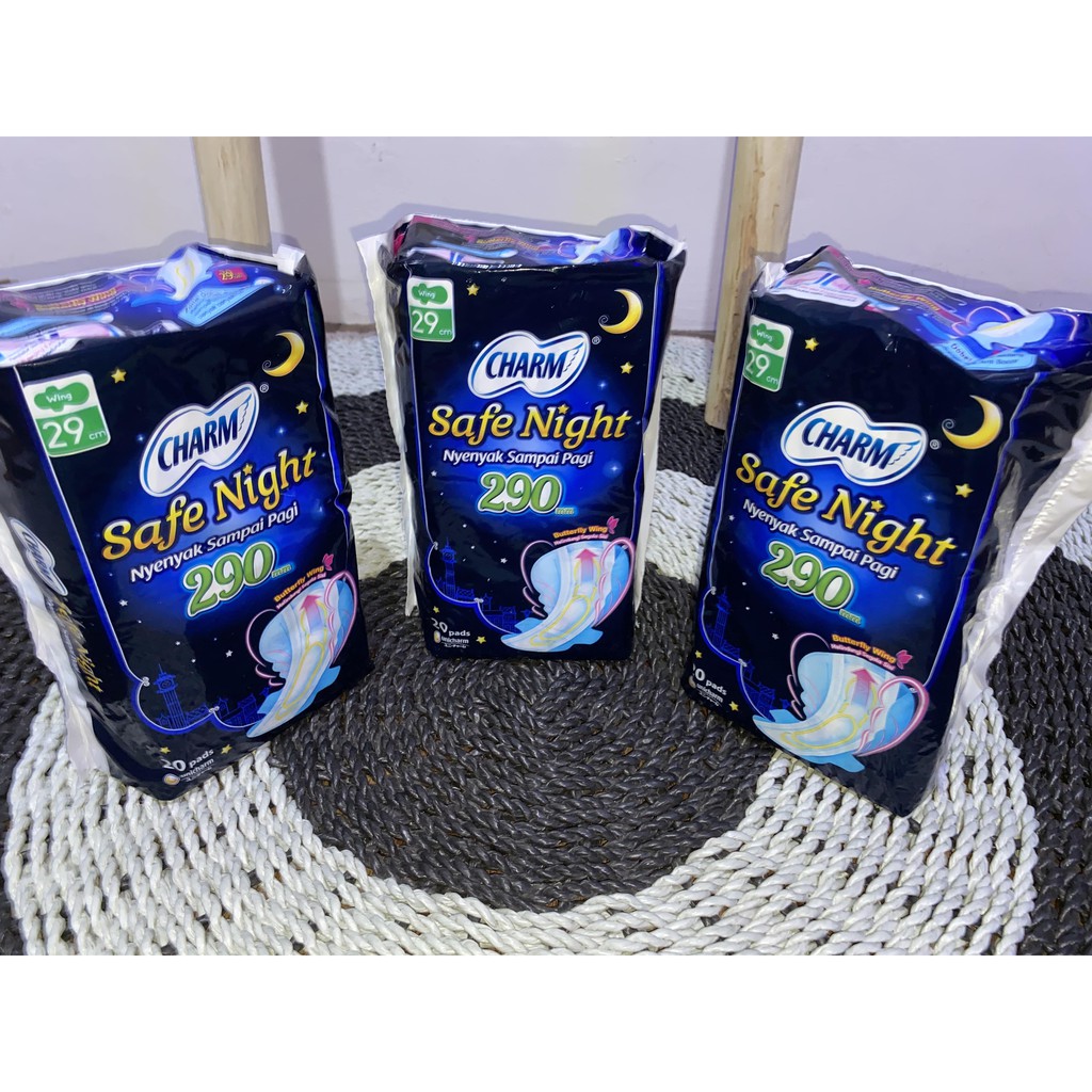 Charm Pembalut Safe Night 29Cm Wing Isi 20 Pads Softex Charm Wanita Butterfly Softek Unicharm Original Ekonomis Nyenyak Sampai Pagi