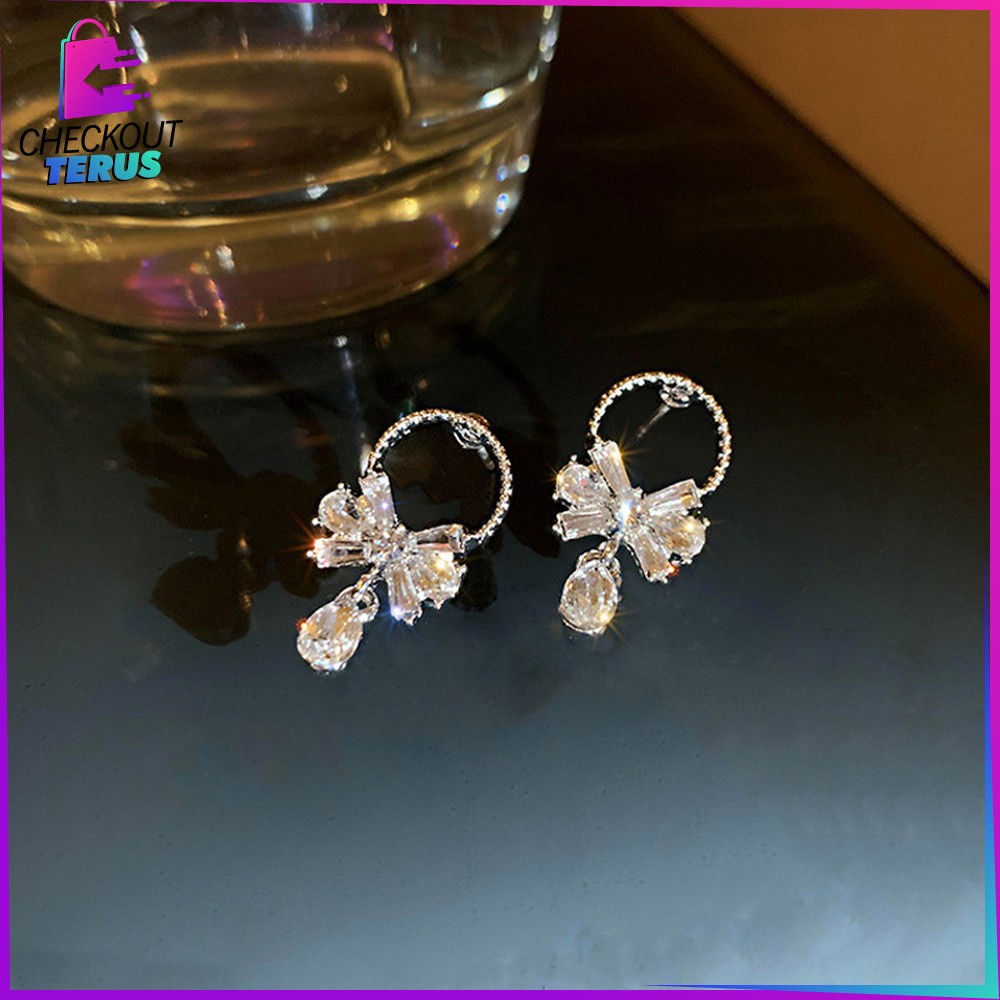 CT K119 Anting Mutiara Gaya Korea Motif Pita Aksesoris Fashion Wanita Anting Rumbai Panjang Elegant Anting Korea Wanita