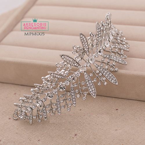 [STOK TERBATAS] HEADPIECE WEDDING MAHKOTA PENGANTIN HAIRBAND PUTIH SILVER MPM005