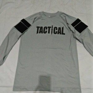 Kaos Tactical Lengan Panjang Hitam &amp; Abu Muda Cotton Combed 20s.