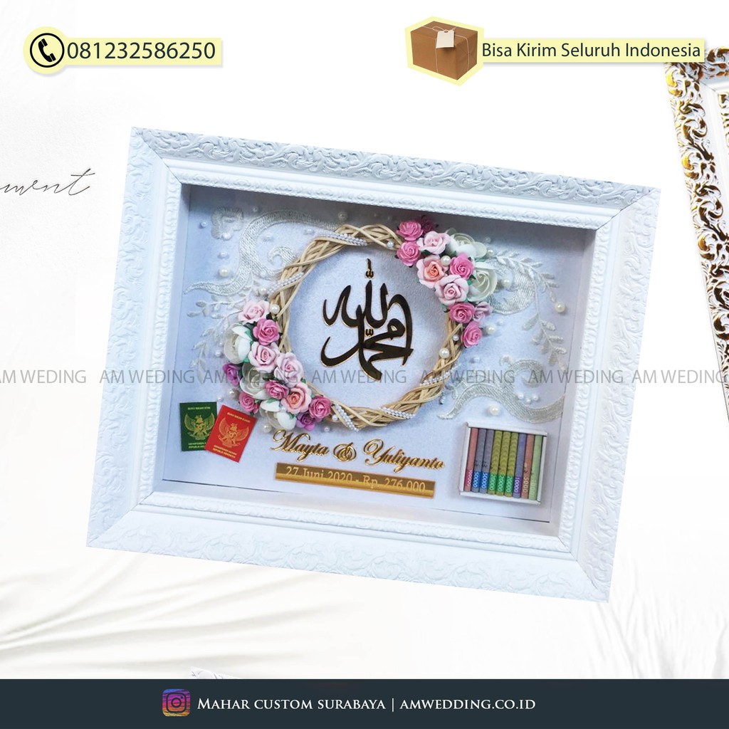 Mahar akrilik Gold uang - mahar bunga uang rustic