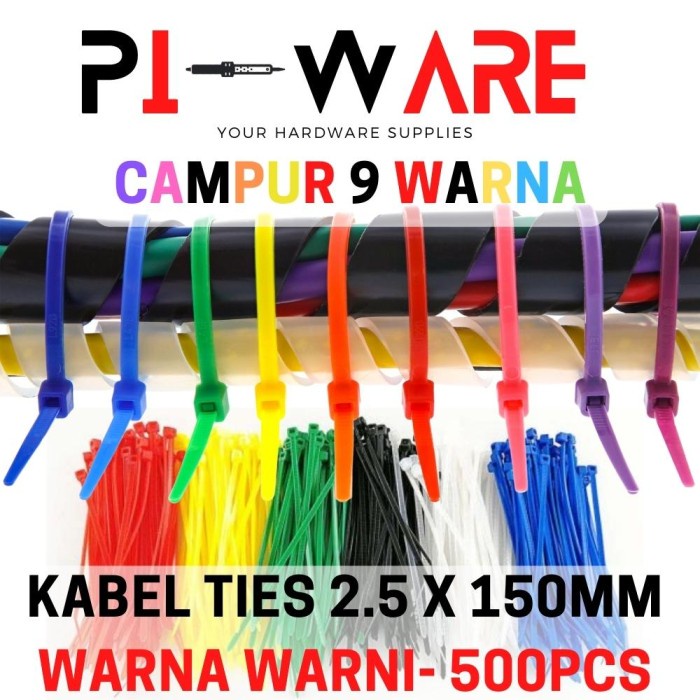 

Kabel Tie 9 Warna Warni 500 Pcs Cable Ties Zip Lock Panjang 150mm 15cm