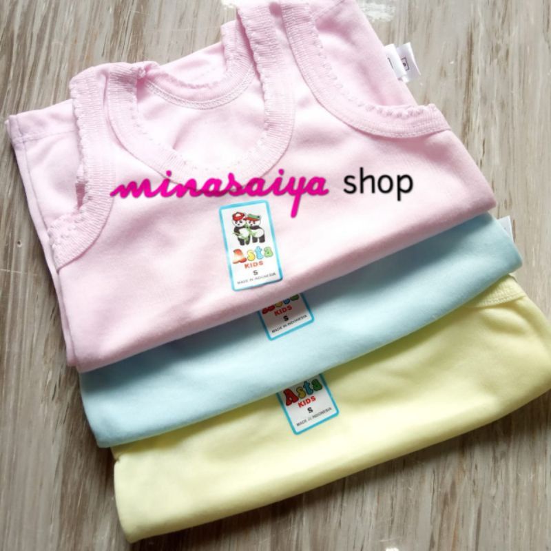 ASTA 3 pcs Kaos Dalam Singlet Anak Polos Putih dan Warna Uk. XXL - 5L