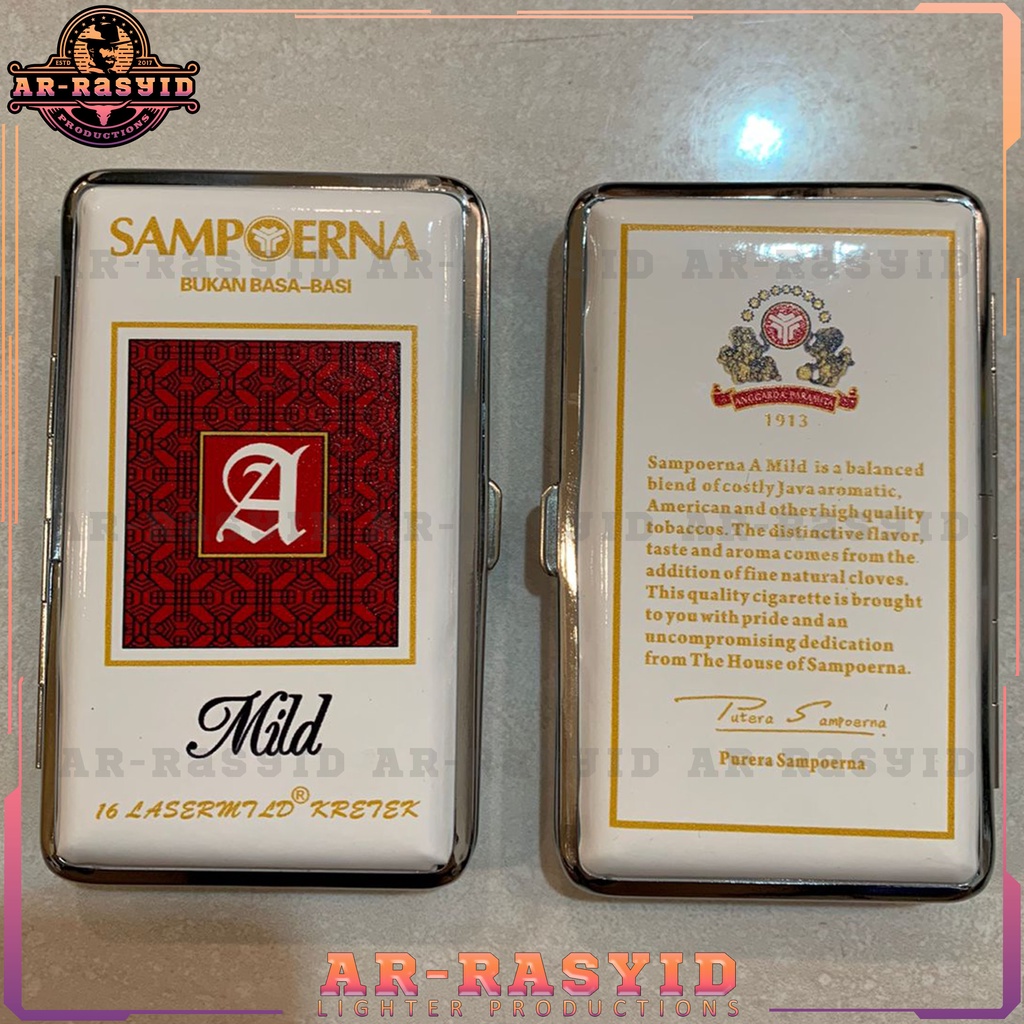 Tempat Kotak Rokok Kaleng Motif Sampoerna Mild Merah