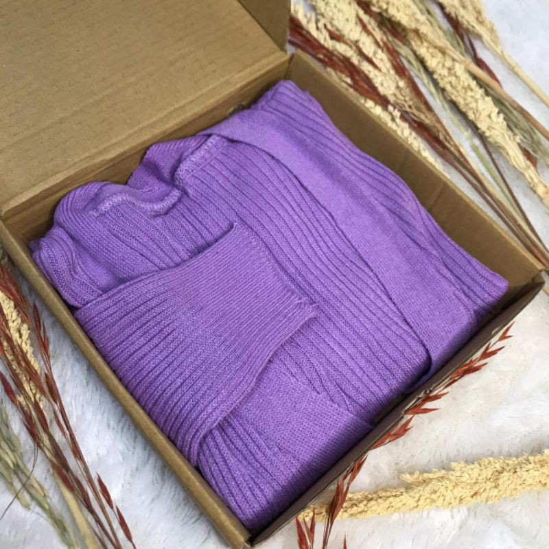 

Hampers cardigan rajut lilac / gift box TERMURAH