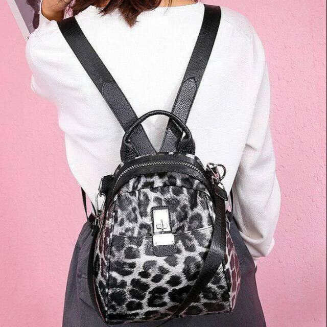 Tas Fashion Ransel Leopard 039 wanita branded batam import FS